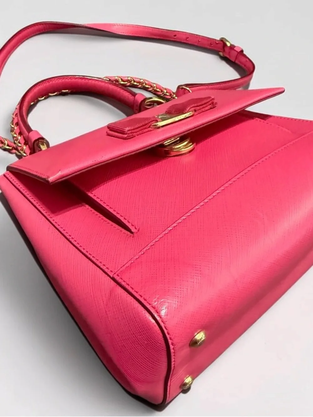 Salvatore Ferragamo Vara Bow Mini Top Handdle Shoulder Bag Hot Pink